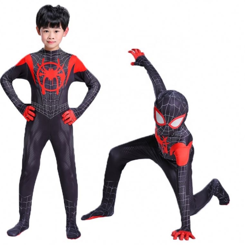 Superheldenschwarzer Zentai -Anzug für Halloween TV&movie Cosplay Black Spider Man Kostüm für Kinder&adults