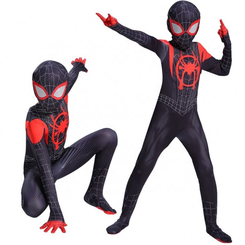 Superheldenschwarzer Zentai -Anzug für Halloween TV&movie Cosplay Black Spider Man Kostüm für Kinder&adults