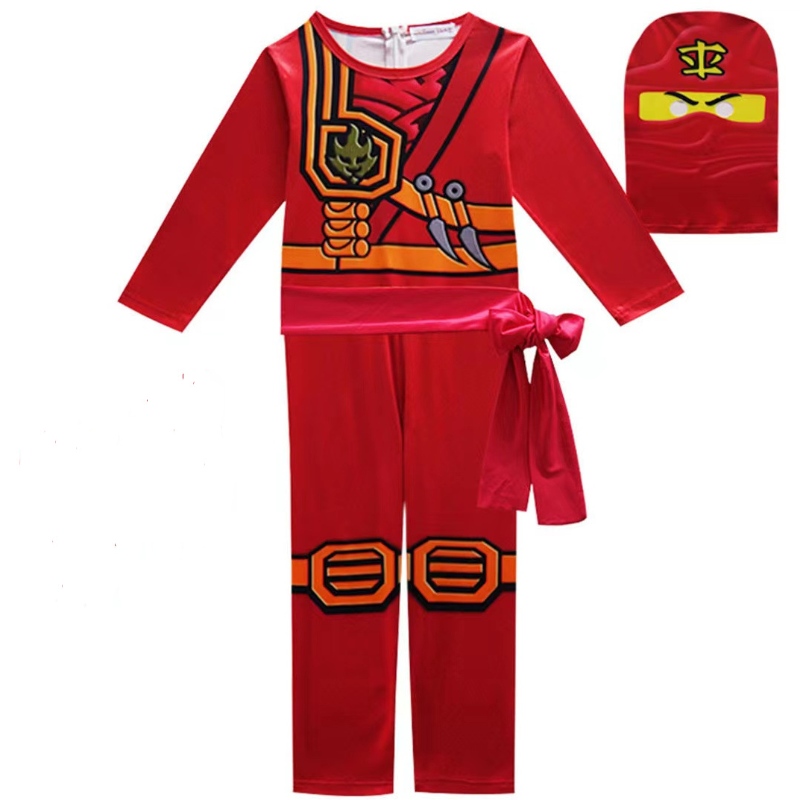 Heißer Verkauf von Halloween Children Fancy Party Dress Up Ninja Go Kostüm für Kinder Ninja Cosplay -Jumpsuits Maske Set