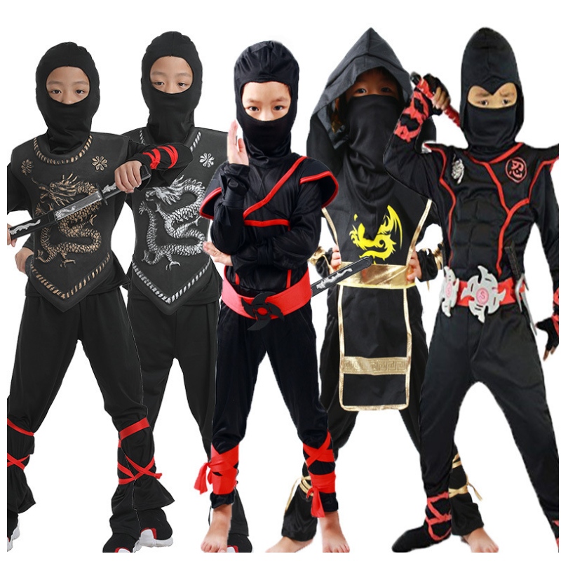 Kinder maskierte Krieger Halloween Jungen Mädchen Kostüm Dress Up Ninja Kostüm für Kinder Ninja Cosplay Jumpsuits Mask Set