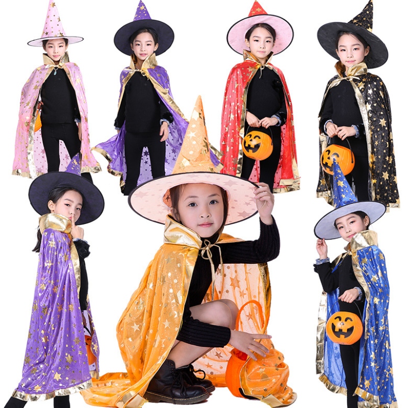 Halloween Cloak Children Cosplay Witch Cloak Magier Zauberer Bühne Performance Kostümhut