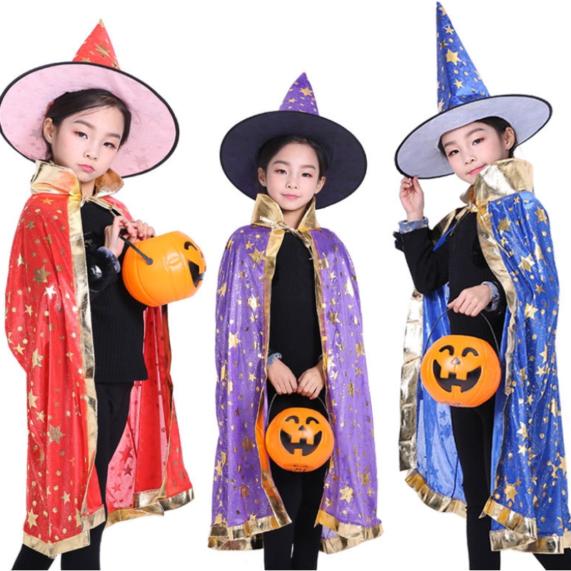 Halloween Cloak Children Cosplay Witch Cloak Magier Zauberer Bühne Performance Kostümhut