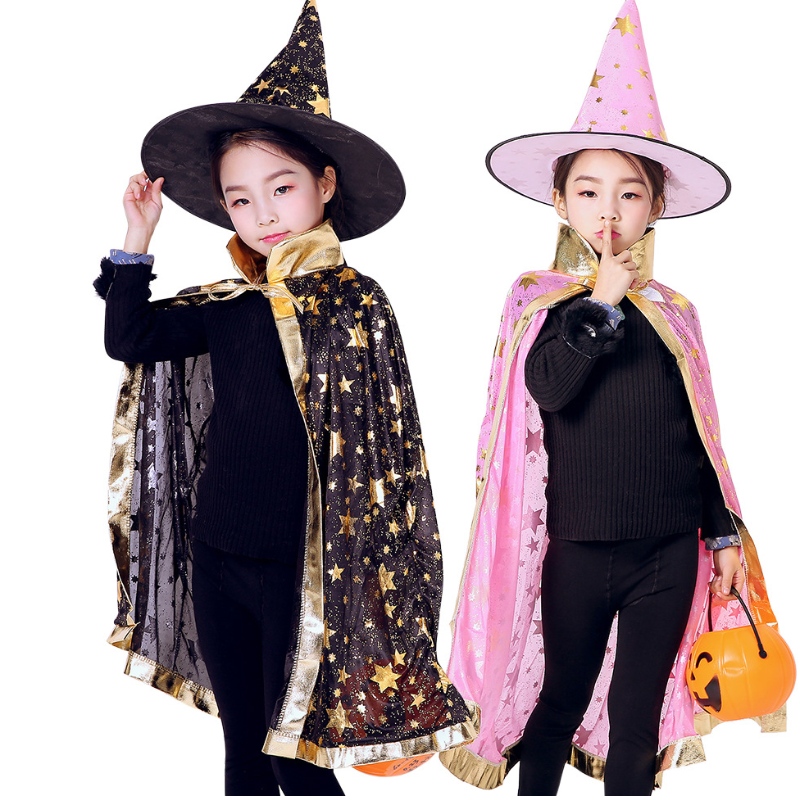 Halloween Cloak Children Cosplay Witch Cloak Magier Zauberer Bühne Performance Kostümhut