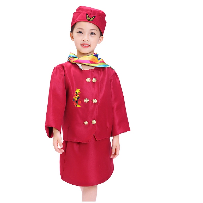 Rollenspiele von Kindern Cosplay Kostüm Airline Stewardess Kostüm Dress Up mit Accessoires für Kinder