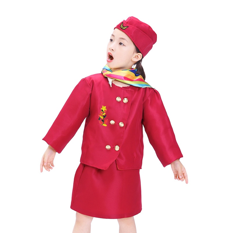 Rollenspiele von Kindern Cosplay Kostüm Airline Stewardess Kostüm Dress Up mit Accessoires für Kinder