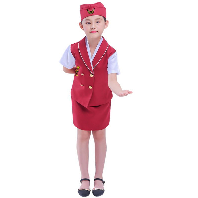 Kinder Stewardess Kostüm Kindergarten Cosplay Rollenkostüm Halloween Stewardess Professional Kostüm