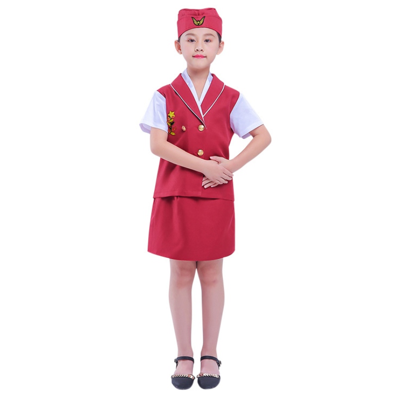 Kinder Stewardess Kostüm Kindergarten Cosplay Rollenkostüm Halloween Stewardess Professional Kostüm