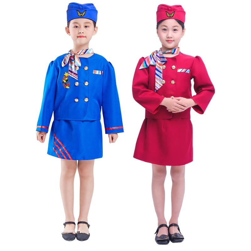 Leistungskostüm -Flugbegleiter von Kindern Uniform Professional Uniform Halloween Cosplay -Kostüm