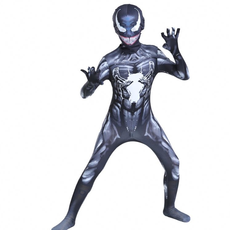 Schwarzer Muskelbodysuit Erwachsener Jungen Superhelden Action Figur Jumpsuit Spiderman Halloween Cosplay Scorpion Venom zum Verkauf Kostüme