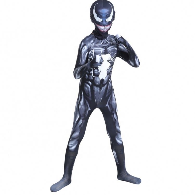 Schwarzer Muskelbodysuit Erwachsener Jungen Superhelden Action Figur Jumpsuit Spiderman Halloween Cosplay Scorpion Venom zum Verkauf Kostüme