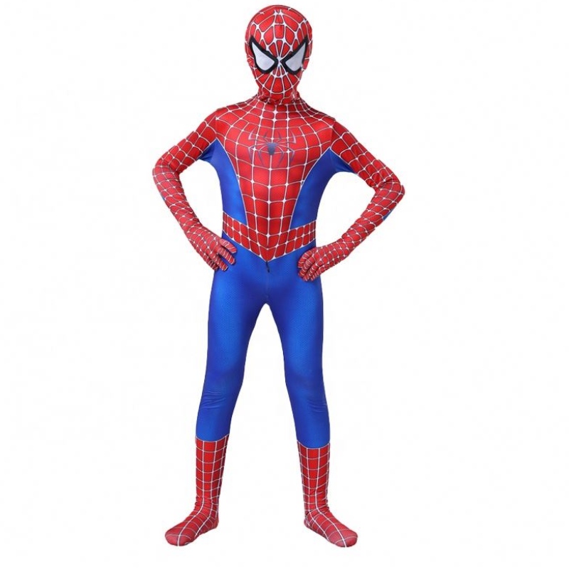 ZIP -up -klassischer Film Anime engen Overall für Halloween Carnival Amazing Spiderman Cosplay Kostüm für Kinder mit Gesichtsmaske