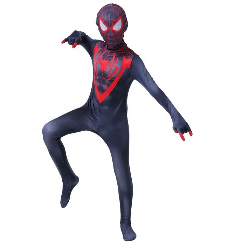 Neues Design Halloween Carnival Spiderman No Fay Home Cosplay Black Zentai Jumpsuit Spiderman Kostüm für Kinder mit Gesichtsmaske