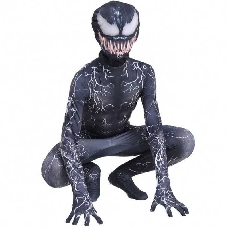 Schwarzer Muskel Zentai BodySuit Erwachsene Superheld Scary Horror Jumpsuit Spiderman Halloween Cosplay Symbiote Gift Kostüme für Jungen