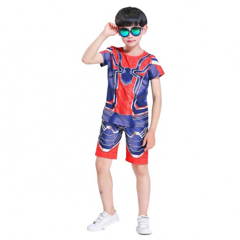 New Style Polyester Sport Anzüge Casual Outfit Halloween Party Cosplay Spiderman Anzüge Top&shorts für Kinder Jungen