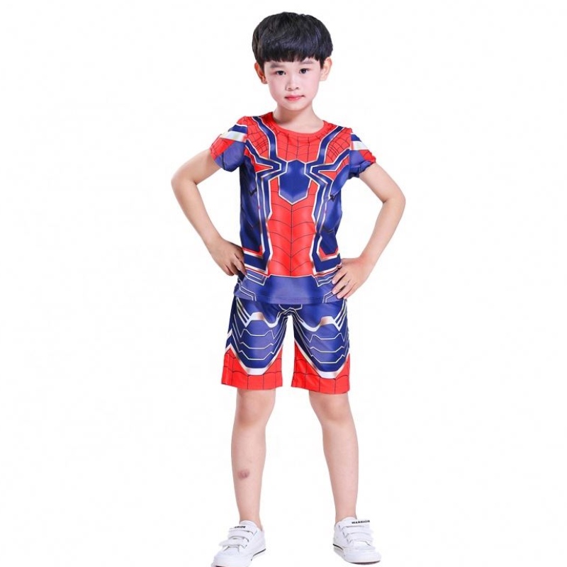 New Style Polyester Sport Anzüge Casual Outfit Halloween Party Cosplay Spiderman Anzüge Top&shorts für Kinder Jungen