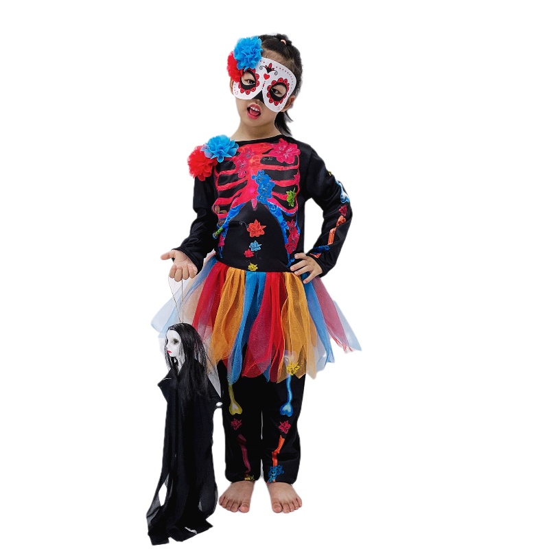 Neuer Stil Halloween Kostüm Mode Skelett Kinder gruselige Kostüm Horror Schädel Jumpsuit Carnival Party Kinder Kostüm Kostüm