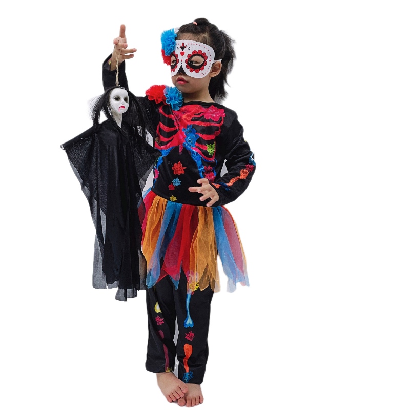 Neuer Stil Halloween Kostüm Mode Skelett Kinder gruselige Kostüm Horror Schädel Jumpsuit Carnival Party Kinder Kostüm Kostüm