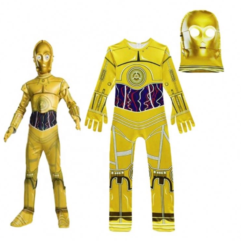 Großhandel Film&film Outfits Anzug für Halloween Geburtstagsfeier Star Cosplay Wars Jumpsuit C-3PO-Roboterkostüm mit Maske für Kinder