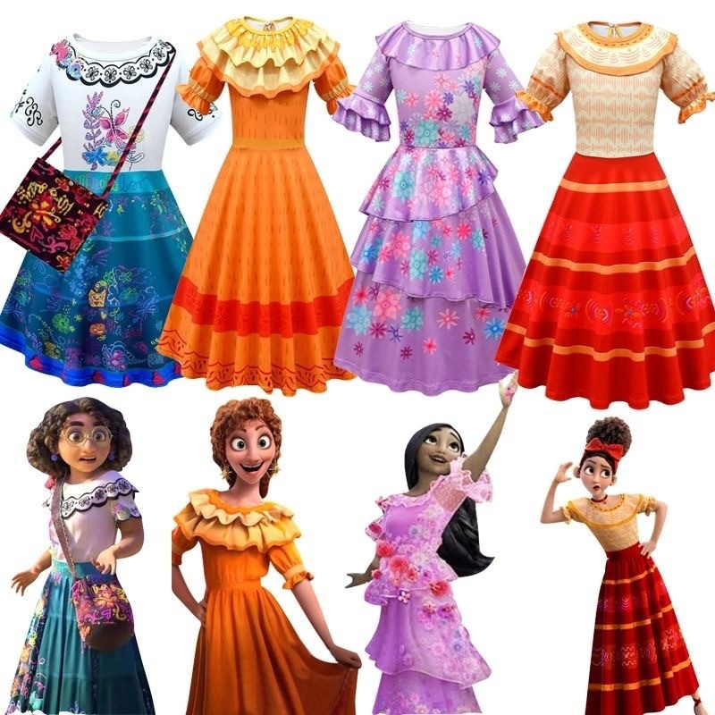 2022 Prinzessin Encanto Mirabel Kostüm Kleid Party Geburtstag Cosplay Fancy Encanto Kleid für Kinder