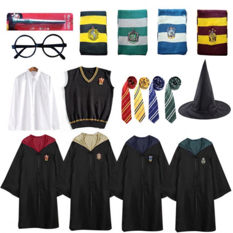 Neuankömmling Harry Cosplay Kostüm Kinder und erwachsene Potterrobe für Halloween -Partykostüme