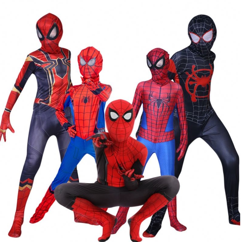 Spider Man Spiderman Kostüm ausgefallene Jumpsuit Erwachsene und Kinder Halloween Cosplay Kostüm Red Black Spandex 3D Cosplay Kleidung