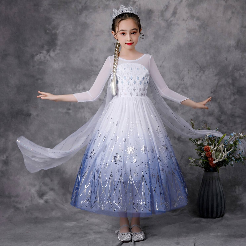 Kinder kleiden schicke Prinzessin Kostüm -Rollenspiele Halloween Party Elsa Kleider für Mädchen Schnee Königin Party Kleid K57