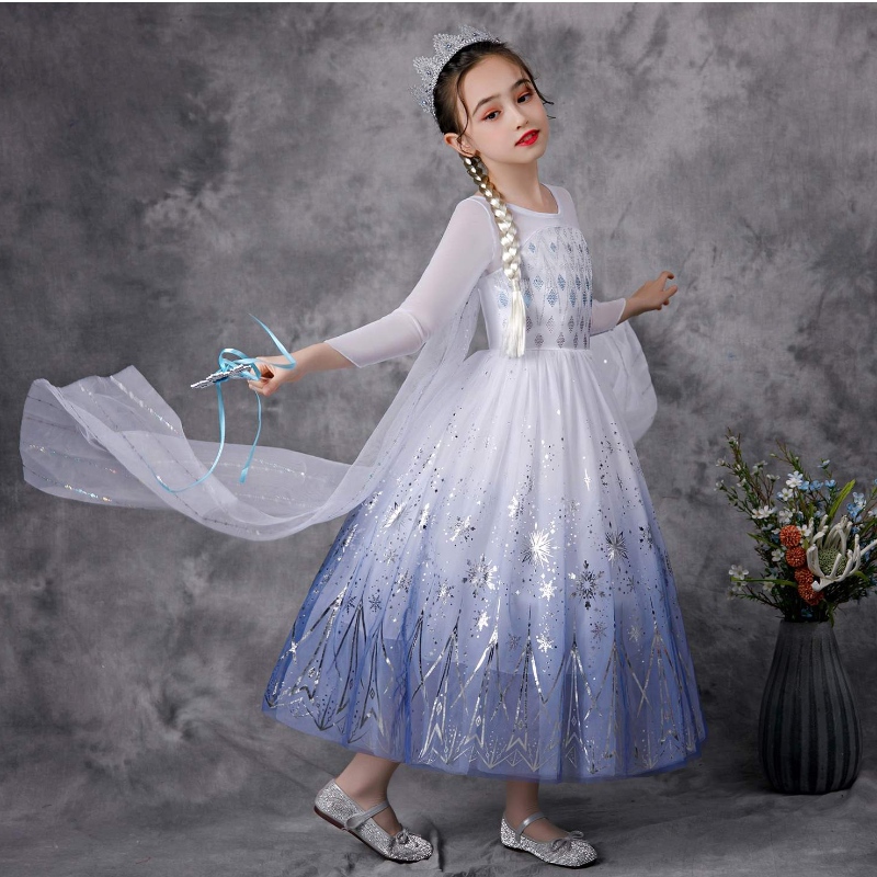 Kinder kleiden schicke Prinzessin Kostüm -Rollenspiele Halloween Party Elsa Kleider für Mädchen Schnee Königin Party Kleid K57