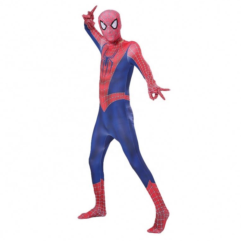 Reißverschluss setzt Halloween TV&movie Superhelden Jumpsuit Performance Wear Spider-Man-Kostüm mit Kopfbedeckung