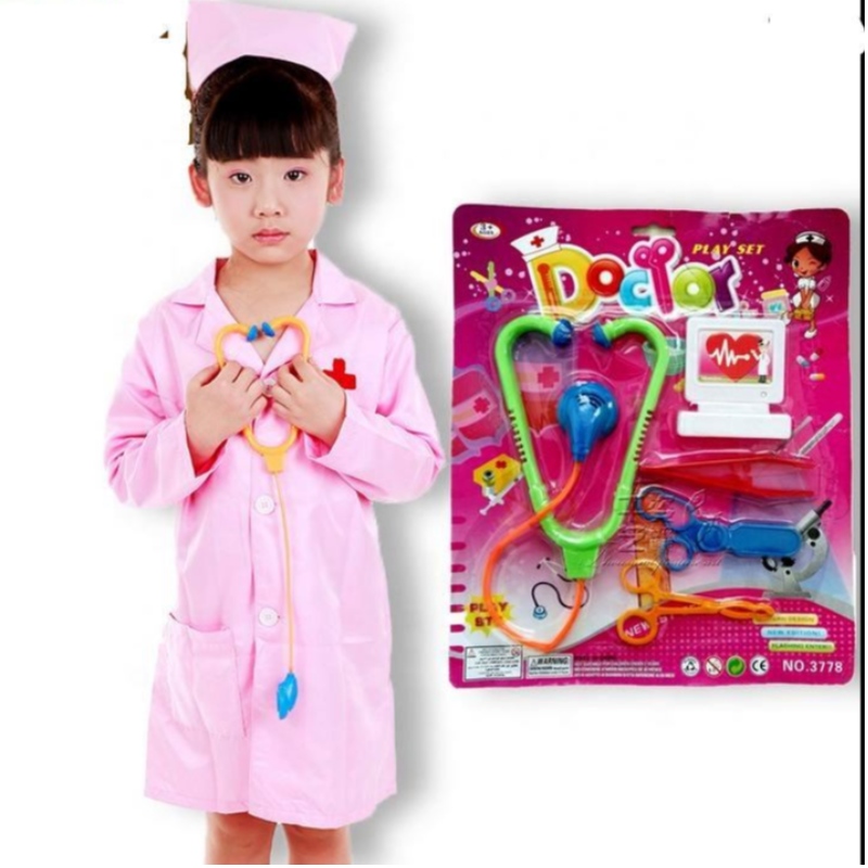 Heißer Labor Chirurg Roleplay Set Children Karriereuniformkleid Anzug Halloween Doktor Krankenschwester Cosplay -Kostüm und Spielzeug für Kinder