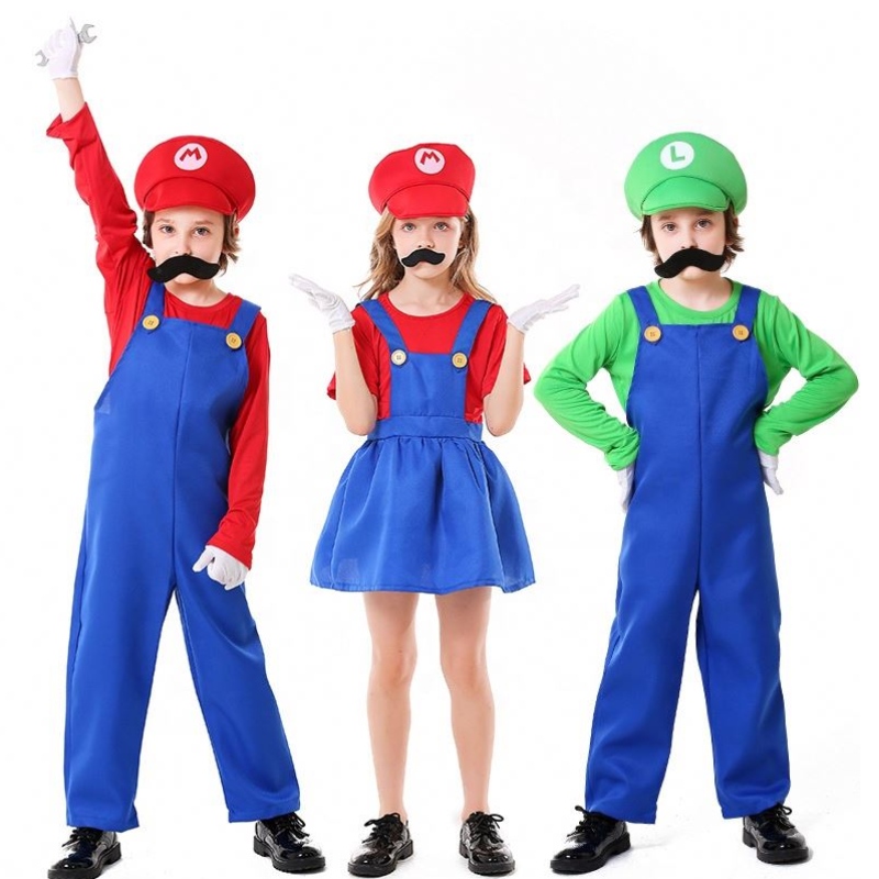 Heiße Halloween Cosplay Louis Game Bühne Kostüme Klempner Overalls Kinder Super Mario Bros Kostüme