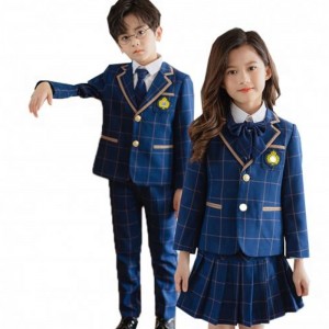 Hot British Style Primary School Uniformen Klassenuniform Plaid dreiteiliger Kindergartenuniformen