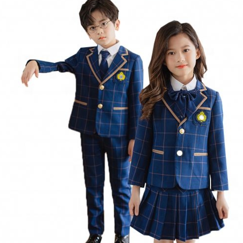 Hot British Style Primary School Uniformen Klassenuniform Plaid dreiteiliger Kindergartenuniformen