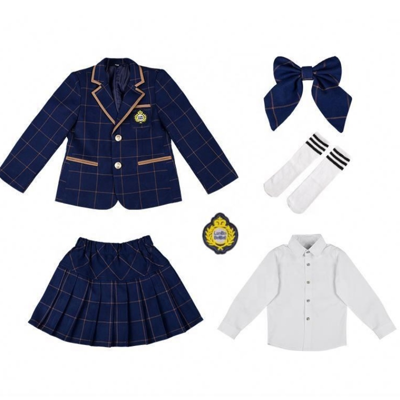 Hot British Style Primary School Uniformen Klassenuniform Plaid dreiteiliger Kindergartenuniformen