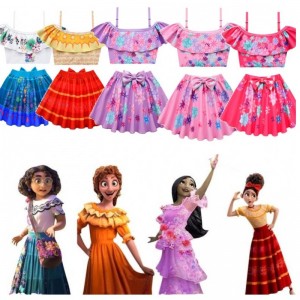 2022 Neues Design Kostüm Badeanzug Zwei PCs Sets für Kinder Mädchen Encanto Prinzessin Kleid Badeanzug Encanto Mirabel Badekleidung