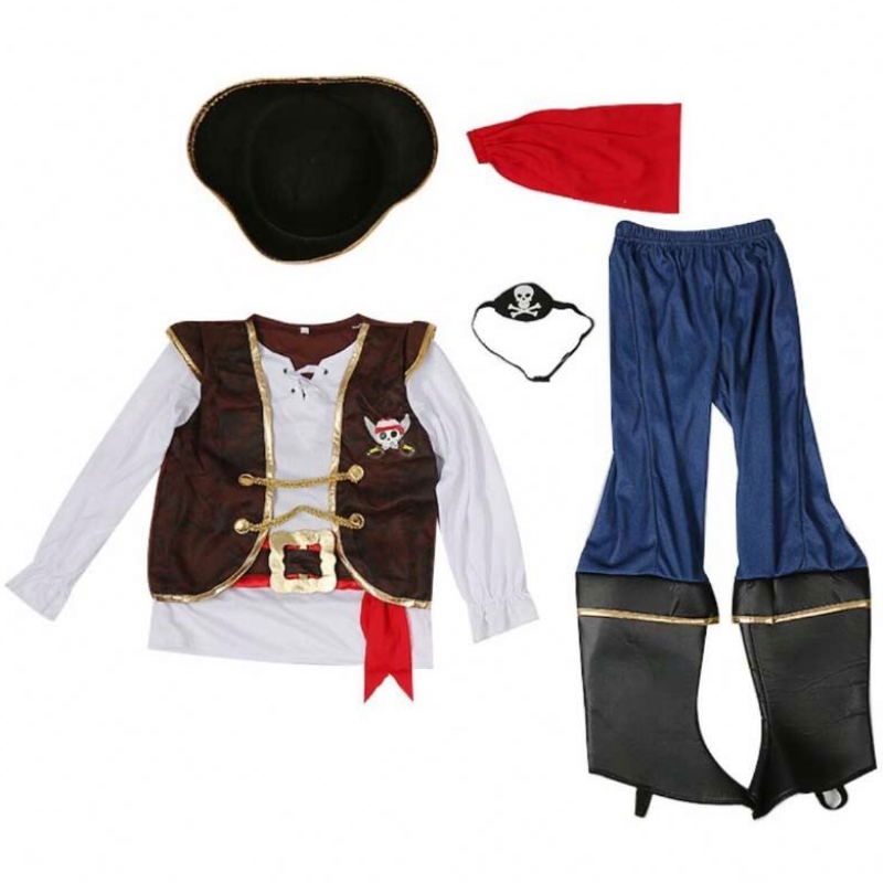 Deluxe Halloween Cosplay Set Kinder Jungen Piratenkostüm für Kinder mit Hut DGHC-080