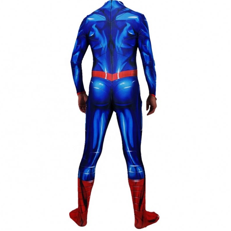 Direkte Lieferungen Anime Superhelden Zentai Sets Halloween Bodysuit Super Kostüme mit rotem Umhang für Mann Kinder