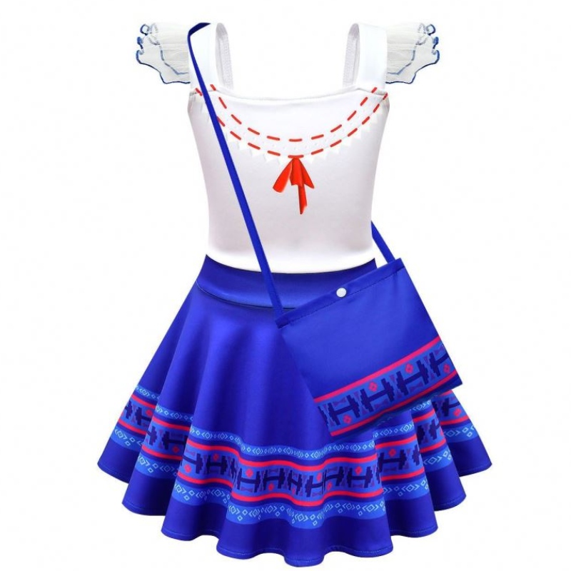 Baige Kinder Mädchen Encanto Mirabel Cosplay Kostüm Karneval Halloween Prinzessin Partykleid