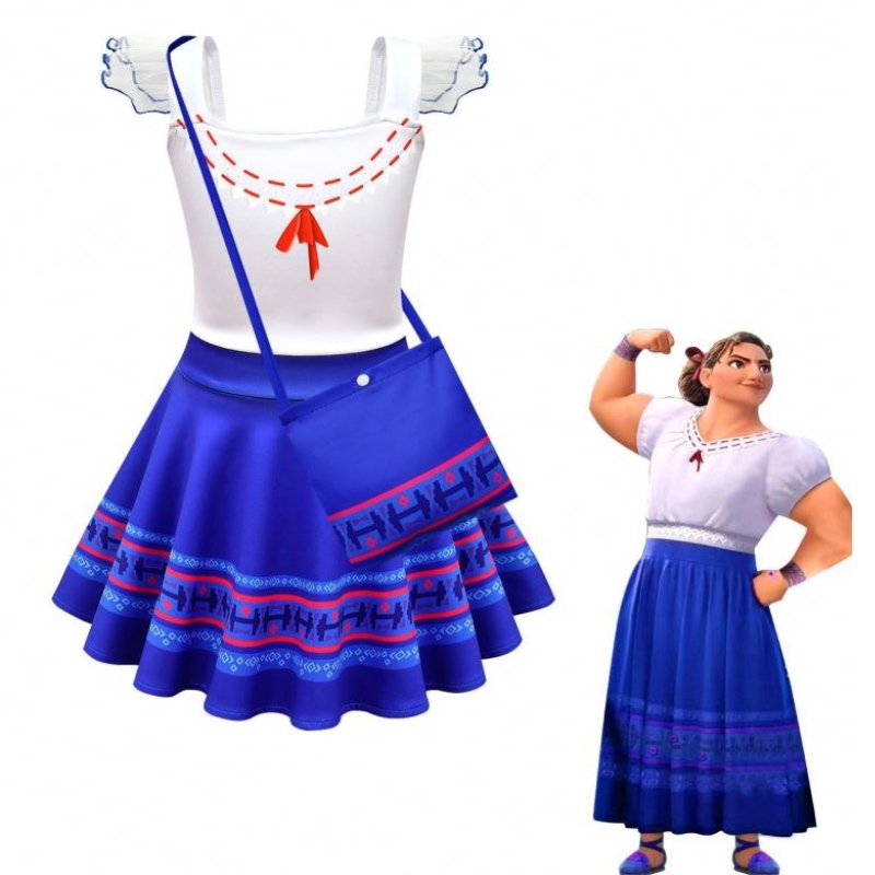 Baige Kinder Mädchen Encanto Mirabel Cosplay Kostüm Karneval Halloween Prinzessin Partykleid