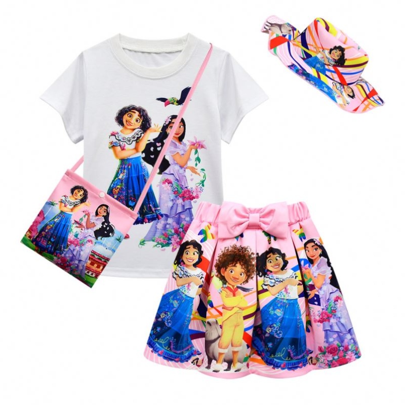 Baige 4Pcs Kinder Kleidung Kid Kurzarm T Shirt mit Print Shorts Encanto Mädchen Kleidung Sets