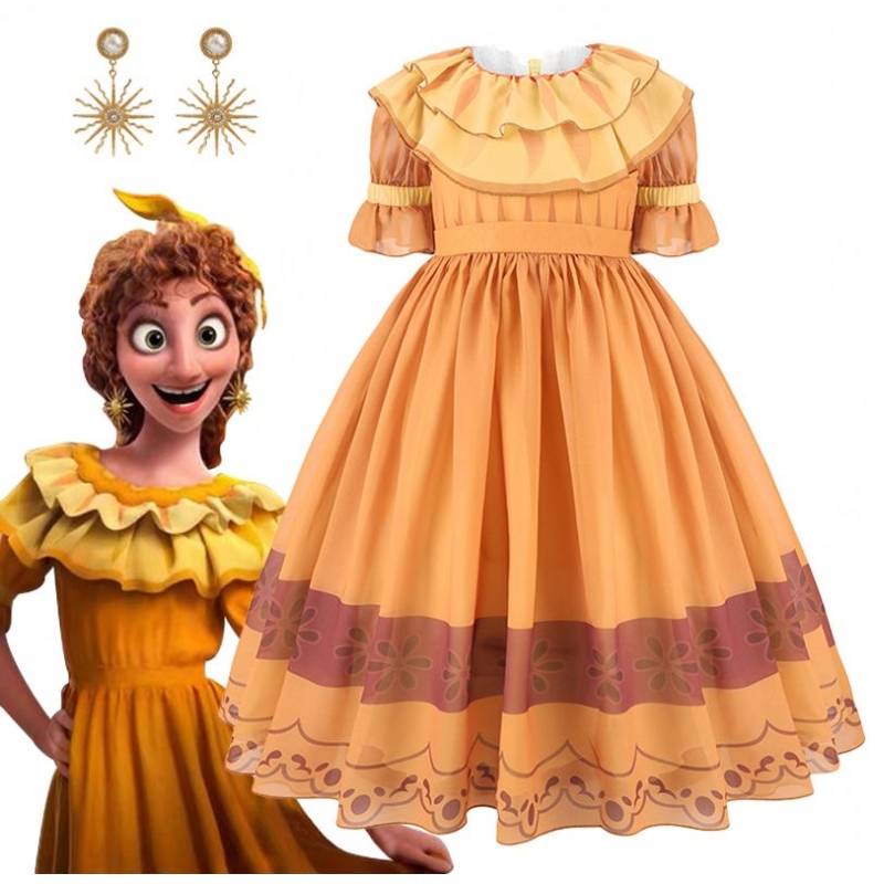 Baige Kids Cosplay Encanto Pepa Film Kostüme Kinder Fancy Girl Prinzessin Geburtstagsfeier Pepa Dress Up