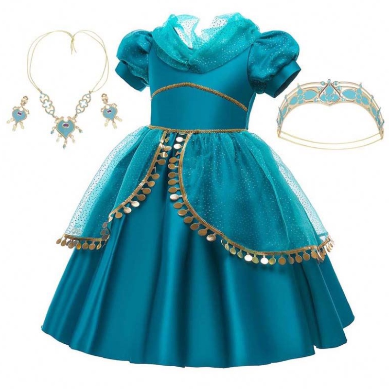 Halloween Little Girls Jasmine Prinzessin Kleid Aladdin Cosplay Prinzessin Jasmine für 2-10 Jahre HCAL-004