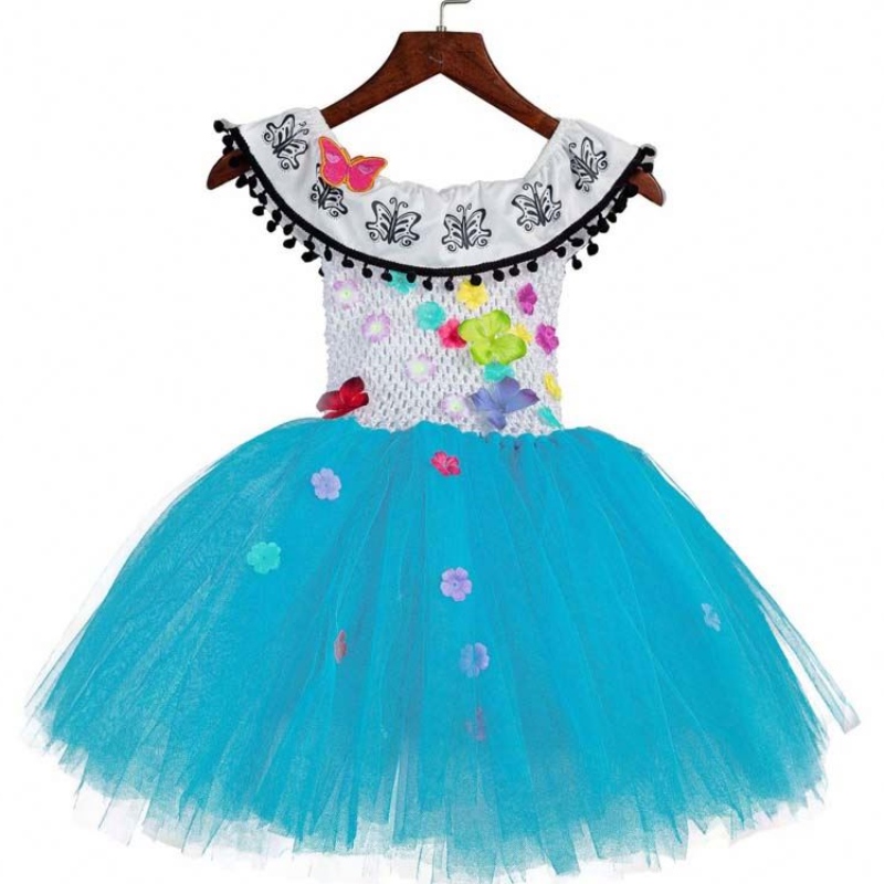 Halloween Kleidung Kinder Häkeln Tüll flauschige Blume Encanto Mirabel Tutu Kleid