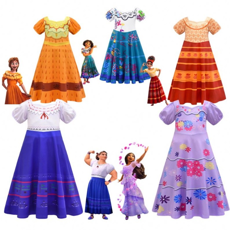 Magic Full House Encanto Clothing Outfit Kinder Dress Up Kostümfestival Kurzarm Prinzessin Kleid Encanto Mirabel Cosplay