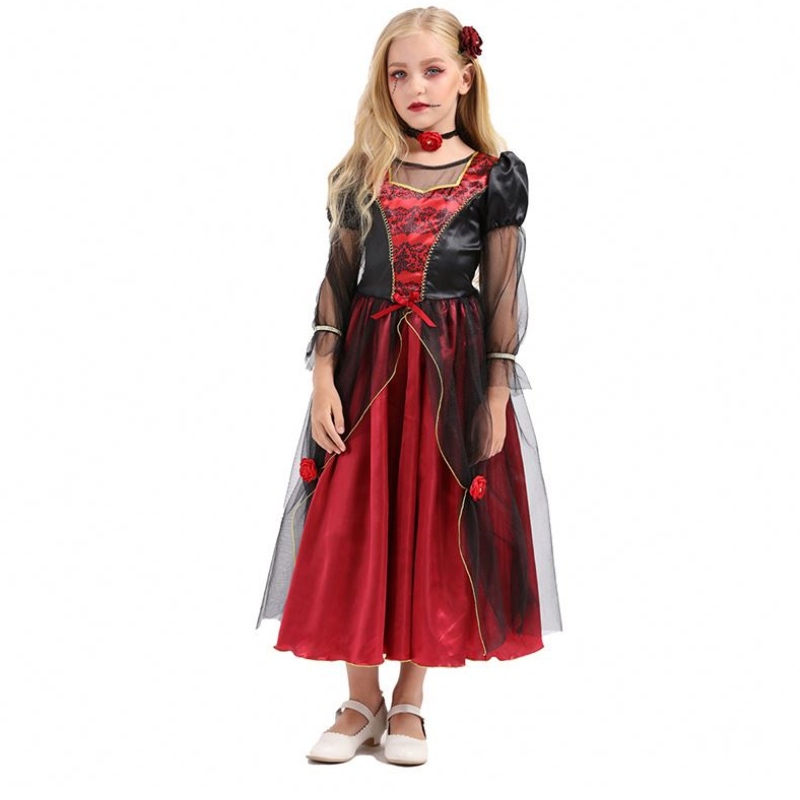 2022 Qualität Halloween Kostüm Kids Vampire Girl Cosplay Kostüm für 10-12y HCVM-001