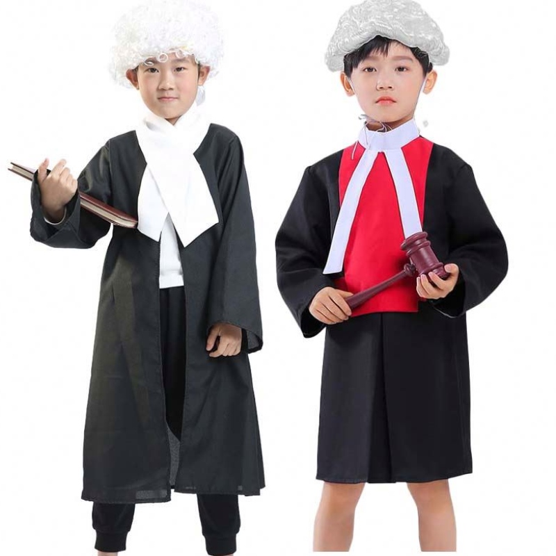 Halloween Kids Performance Cosplay Cosplay Coats Kindergarten Beruf Richter Robe Stage Party Kleid Kinder Anwalt Kostüm HCBC-007