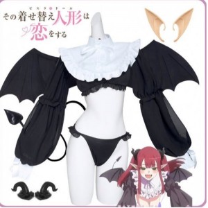 ECOWALSON Anime Rizu Kyun Cosplay -Kostüm mein Dress Up Darling Cosplay Kitagawa Marin Bikini Cosplay Kostüm Kuroe Shizuku Perücke