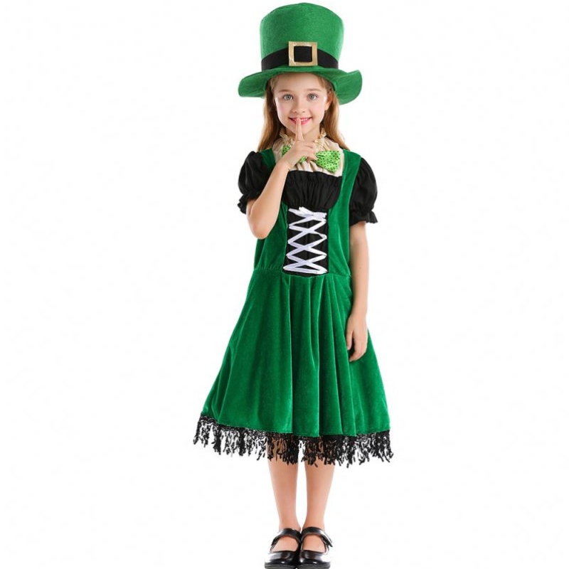 Hochwertige Elf -Kinder Cosplay Fancy Party Kleid Carnival Leprepechaun St. Patricks Tag Halloween Cosplay Kostüm