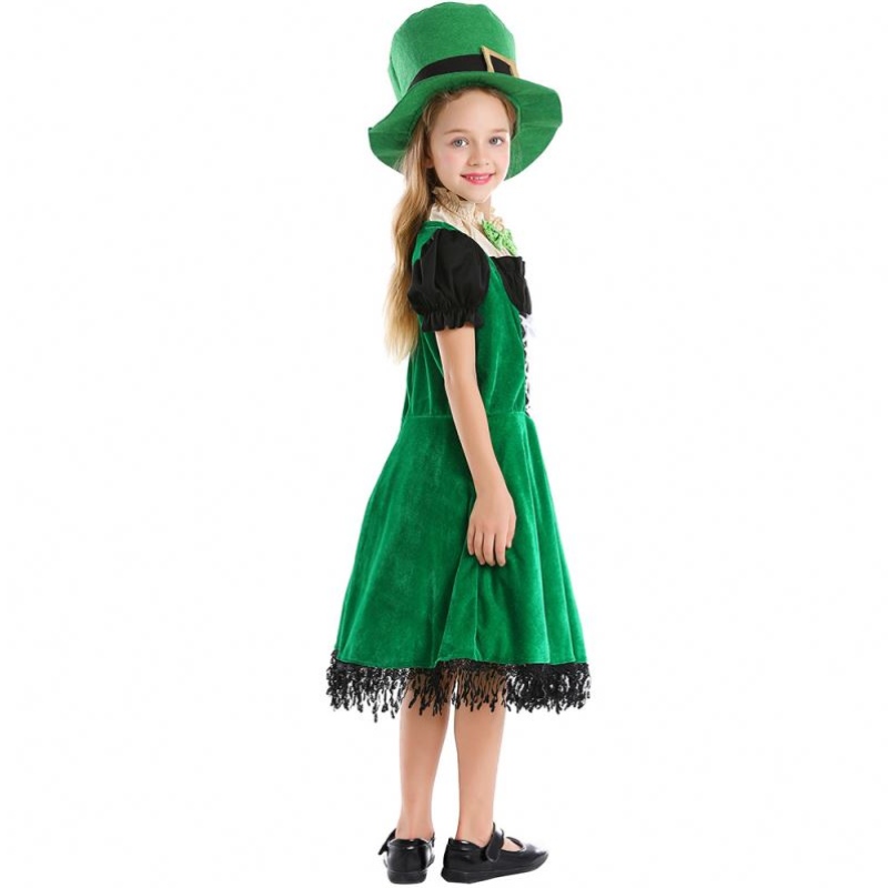 Hochwertige Elf -Kinder Cosplay Fancy Party Kleid Carnival Leprepechaun St. Patricks Tag Halloween Cosplay Kostüm