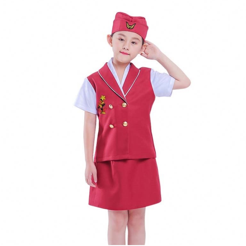 Karnevalsparty Kostüm Kinder Mädchen Halloween Flugbegleiter Flugbegleiter Stewardess Kostüm HCBC-023