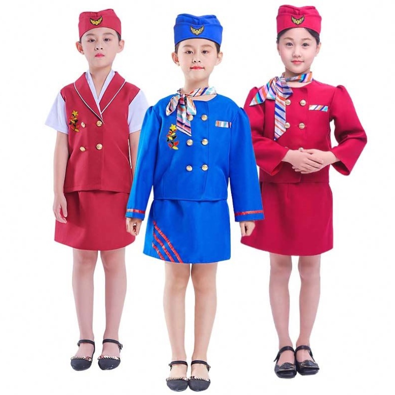 Karnevalsparty Kostüm Kinder Mädchen Halloween Flugbegleiter Flugbegleiter Stewardess Kostüm HCBC-023